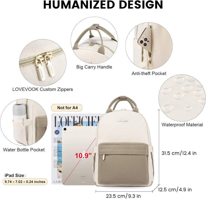LOVEVOOK Kleiner Rucksack Damen Klein Cityrucksack Handtasche 2 in 1 Wasserdicht Tagesrucksack Mini