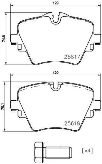 HELLA PAGID 8DB 355 023-131 Bremsbelagsatz - T2434 - Dicke/Stärke: 18.6mm - Bremssystem: Lucas - für