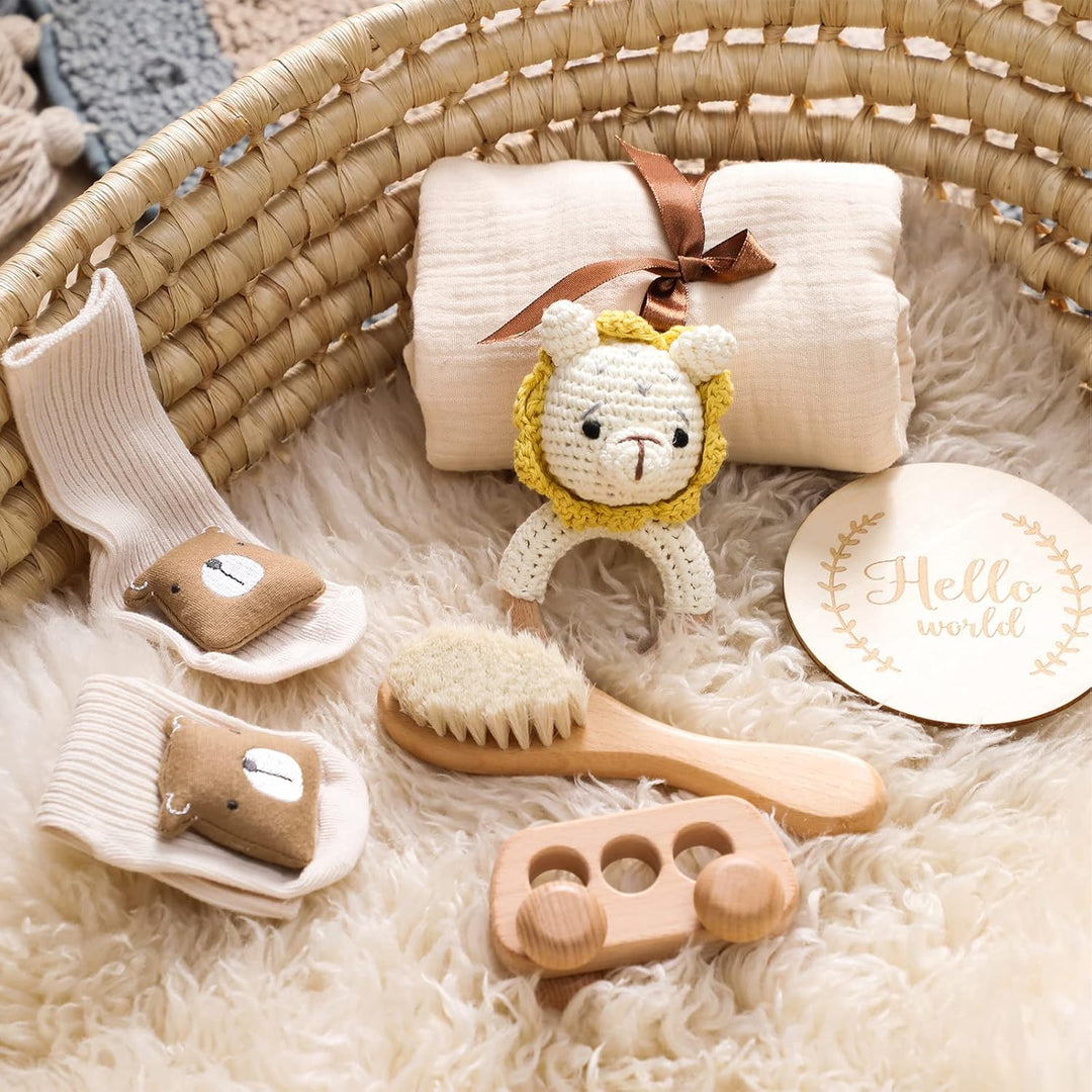 Youuys 6-Teilig Baby Geschenk zur Geburt für Neugeborene, Geschenk zur Junge und Mädchen Badetücher,