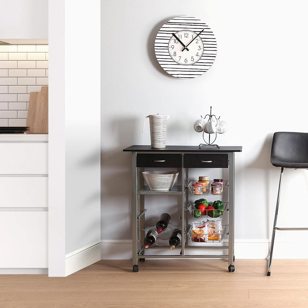 Versa Leicester Küchenwagen mit Rädern, Schubladen und Flaschenregal, Gemüsehändler, Küchenablage, M