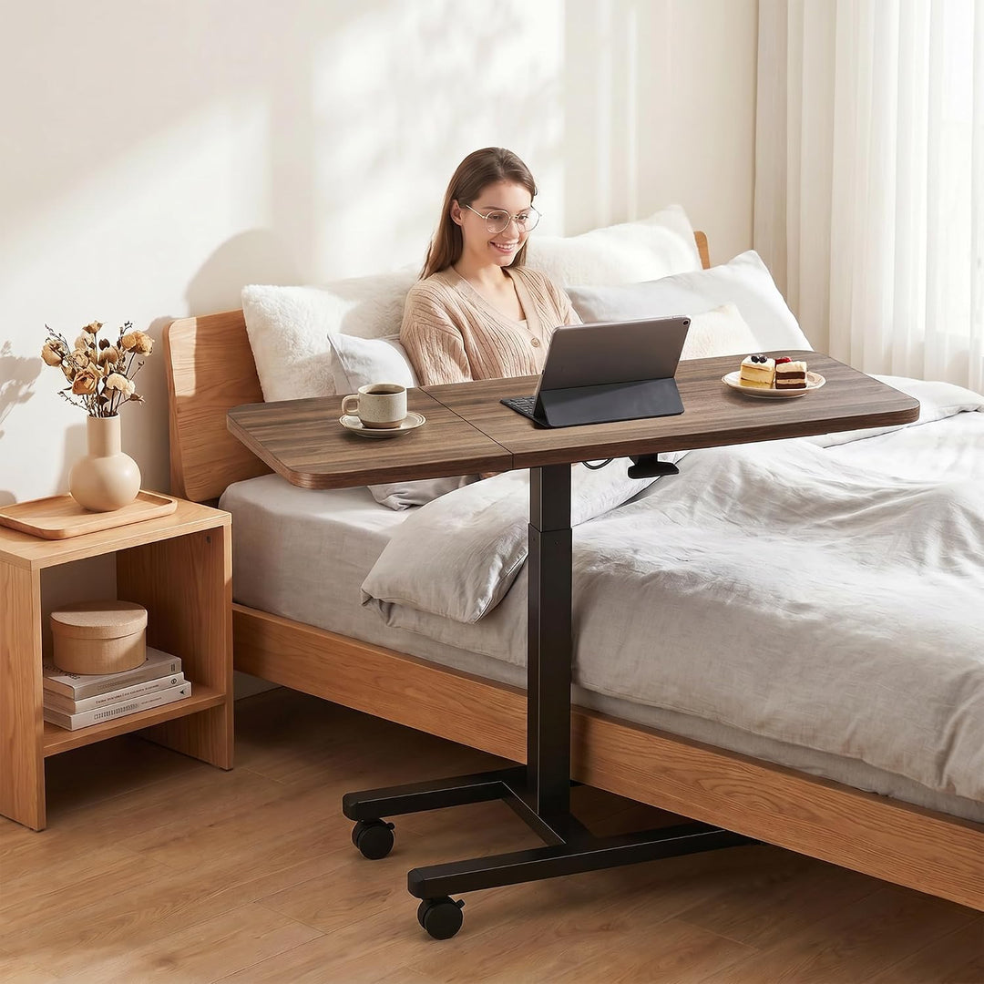100cm Höhenverstellbarer Beistelltisch Grosser Platte, Rollen mit Feststellbremsen, Gasdruckfeder, s