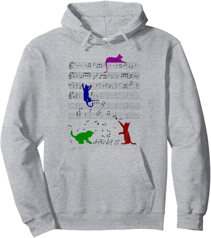 Niedliche Katzen Musiknoten Vintage Musiker Pullover Hoodie