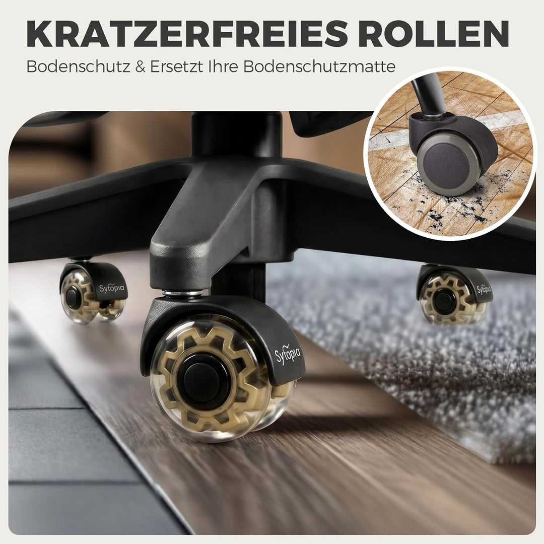 Sytopia Bürostuhl Rollen 11mm x 22 mm, 5er Set Rollen für Bürostühle, Super Leise und Weiche für Har