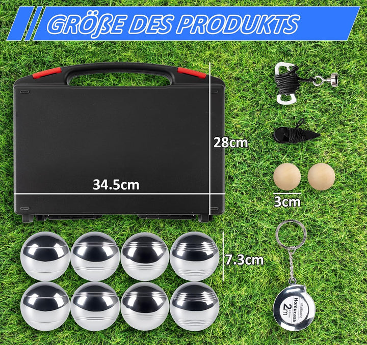 Boule Set mit Gravur/Ohne Gravur,Personalisierte Boule Set mit Tragetasche/Hartschalenkoffer, 6/8 Bo