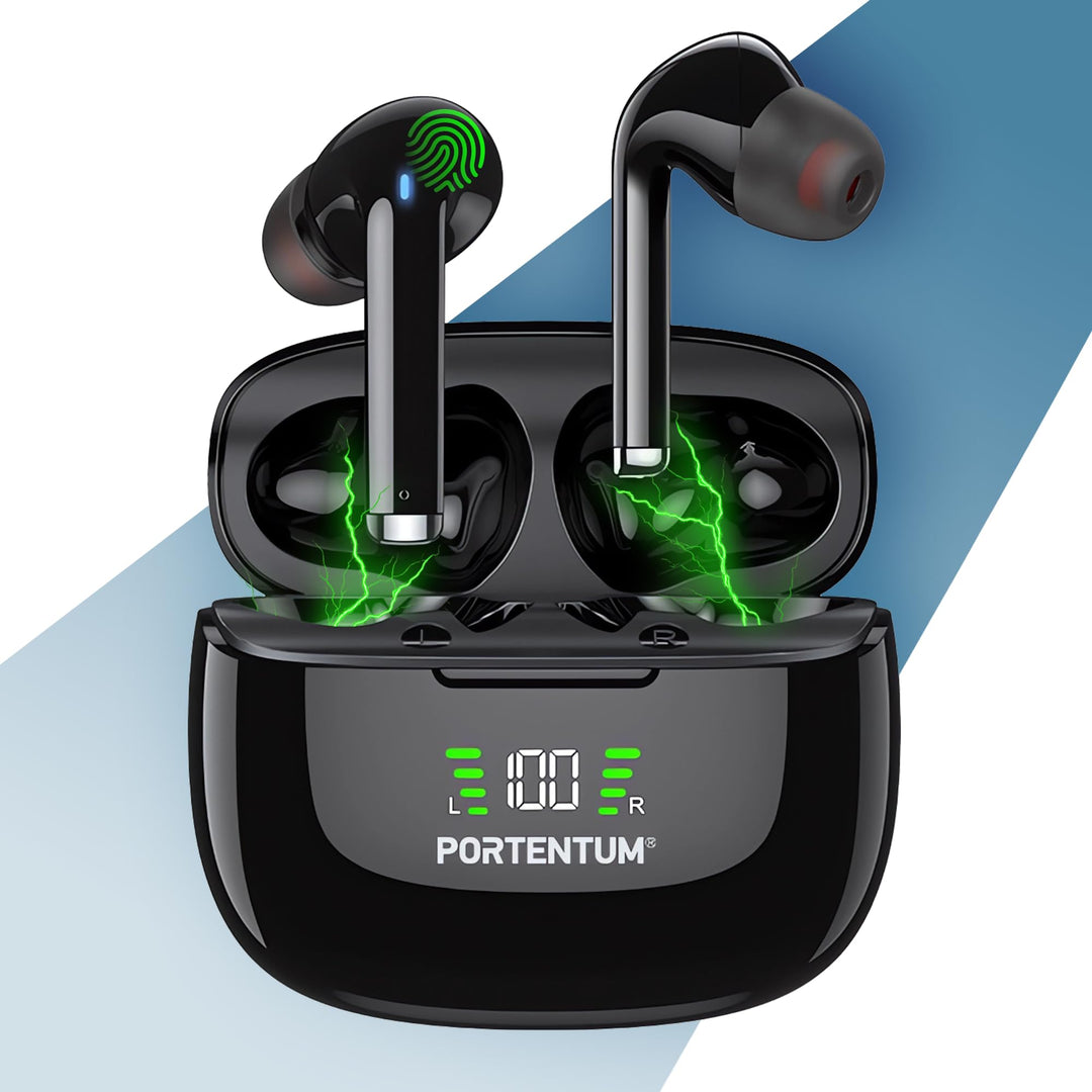 PORTENTUM Kopfhörer kabellos bluetooth 6.0 – HYBRID ANC + ENC Geräuschunterdrückung – Akkulaufzeit 6