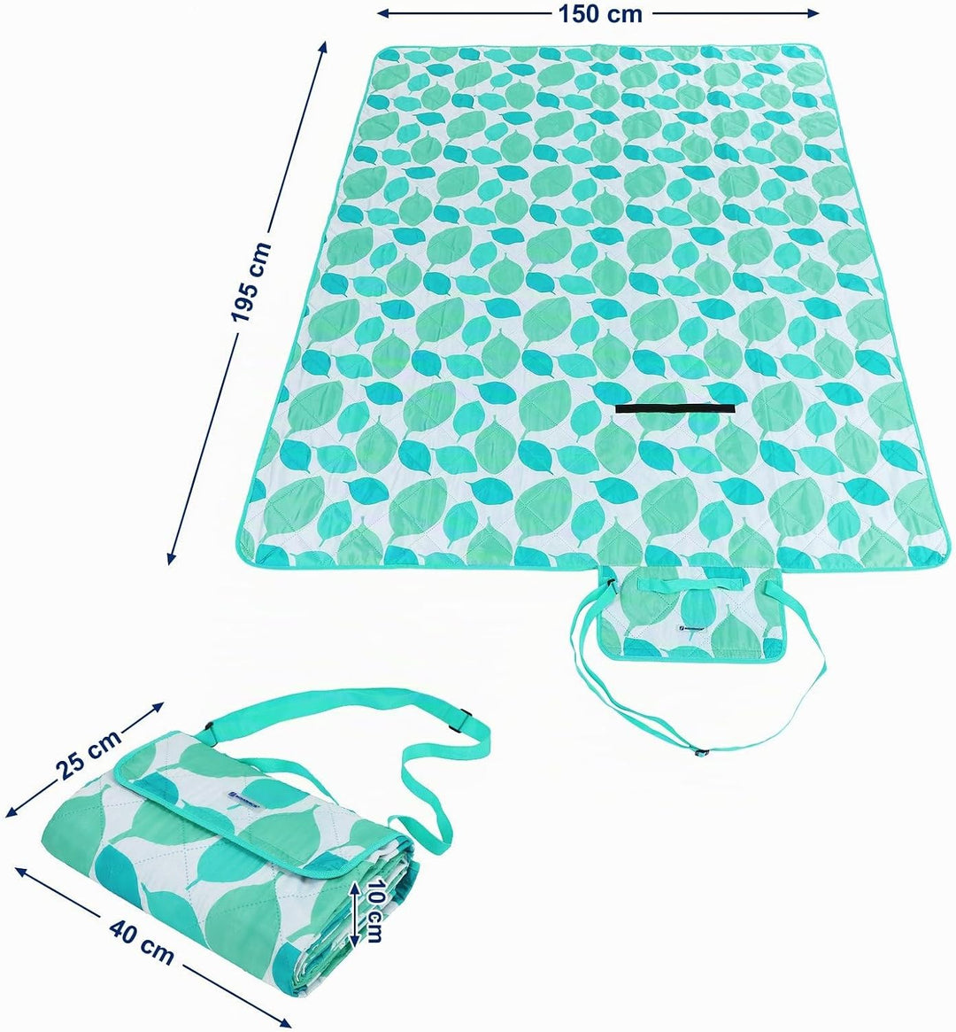 SONGMICS Waschbare Picknickdecke für Outdoor, faltbar zu Tasche mit Schultergurt, leichte Campingdec