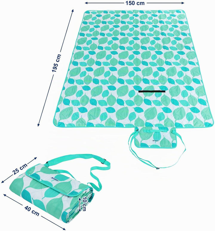 SONGMICS Waschbare Picknickdecke für Outdoor, faltbar zu Tasche mit Schultergurt, leichte Campingdec