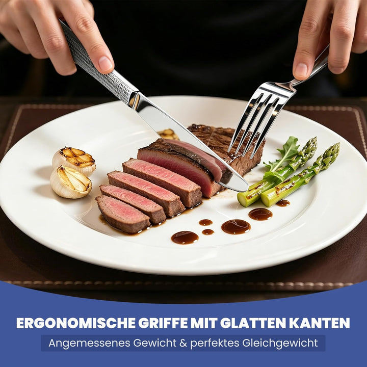 Besteck Set 12 Personen,72-tlg Edelstahl Besteckset,Cutlery Set mit Messer Gabel Löffel,inklusive Be
