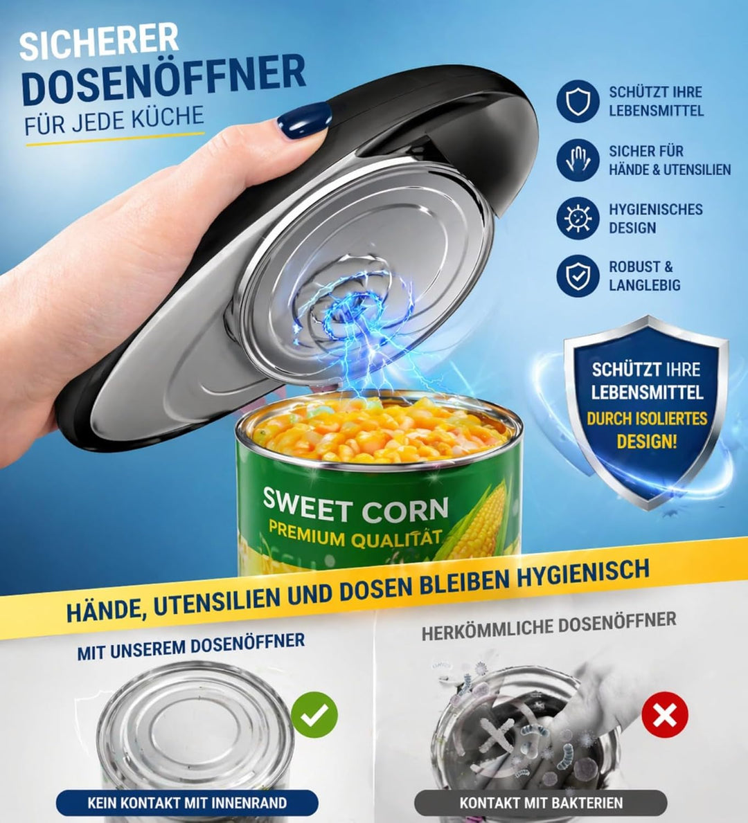 Elektrischer Dosenöffner, One Touch Automatisch Kabellos, Glatte Schnittkante Sicher, Für Senioren S