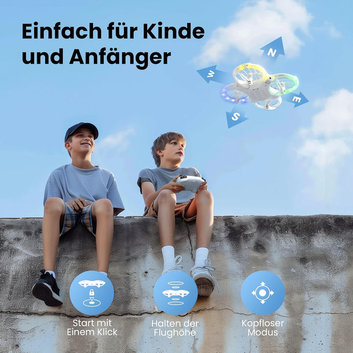Ameta Morpho Drohne mit Kamera für Kinder, 1080P HD FPV Drone für Anfänger, RC Quadrocopter mit 32 R
