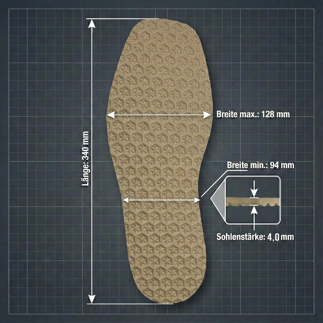 Langlauf Schuhbedarf Schuhreparatur Sohle Ivoire Star - Zellkautschuk Langsohle - Schuhsohle - Anti