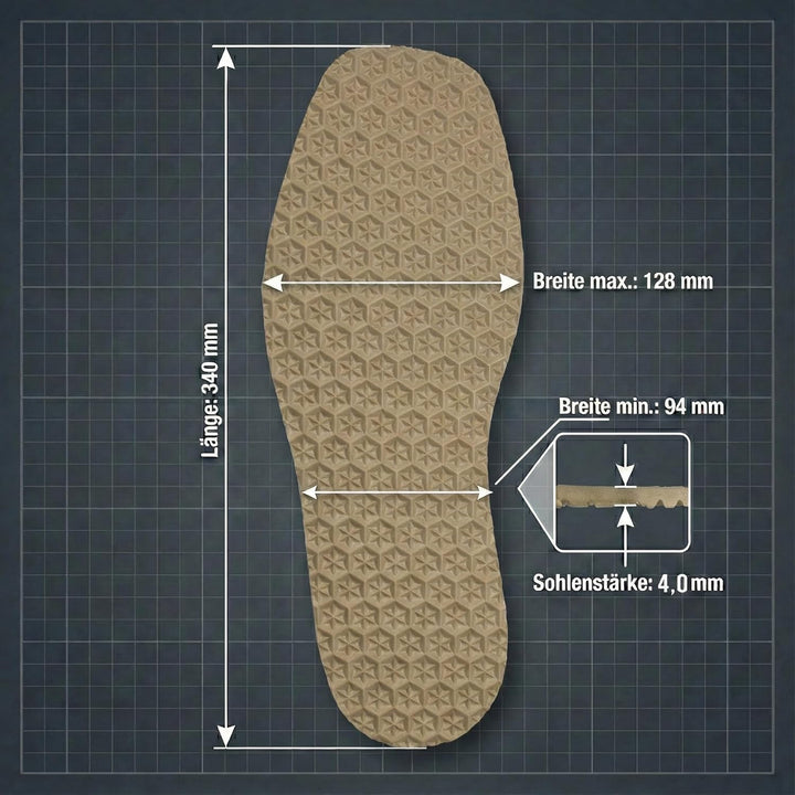 Langlauf Schuhbedarf Schuhreparatur Sohle Ivoire Star - Zellkautschuk Langsohle - Schuhsohle - Anti