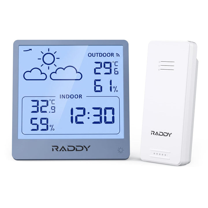 Raddy WF-50 Wetterstation Funk innen und aussen, batteriebetriebener Temperatur- und Luftfeuchtigkei