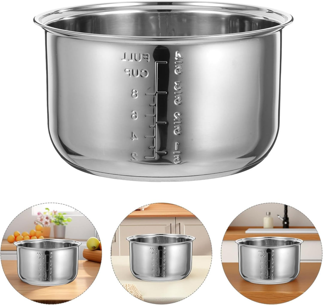Amosfun Universeller Edelstahl-Reiskocher-Innentopf Ersatz, 4L, FüR Verschiedene Marken, Zum Kochen,