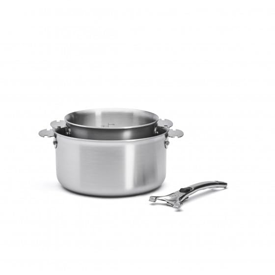 Alchimy Loqy Kochtopf-Set, 2-teilig, Edelstahl, 3-lagig, abnehmbarer Griff aus Edelstahlguss