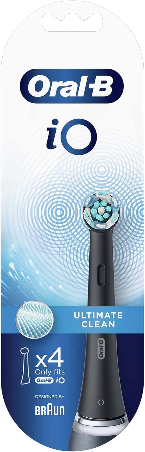 Oral-B iO Ultimate Clean Black Zebbürstenspitze, Packung mit 4 Stück