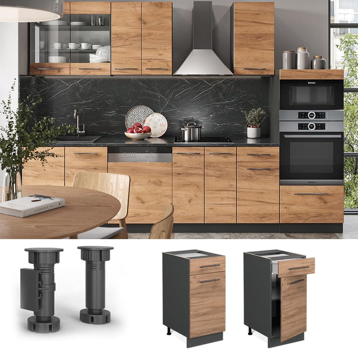Vicco Küchenunterschrank Fame-Line, Goldkraft Eiche/Anthrazit, 40 cm ohne Arbeitsplatte Goldkraft Ei