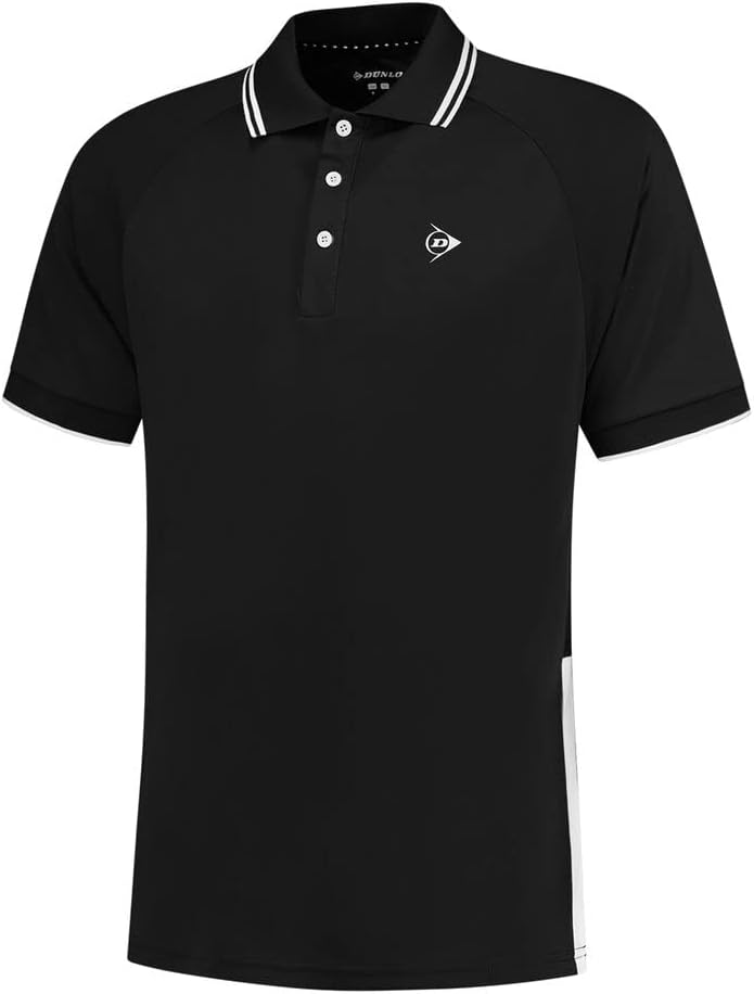 Dunlop Sports Herren Club Mens Polo Tennis Shirt XL Schwarz/Weiss, XL Schwarz/Weiss