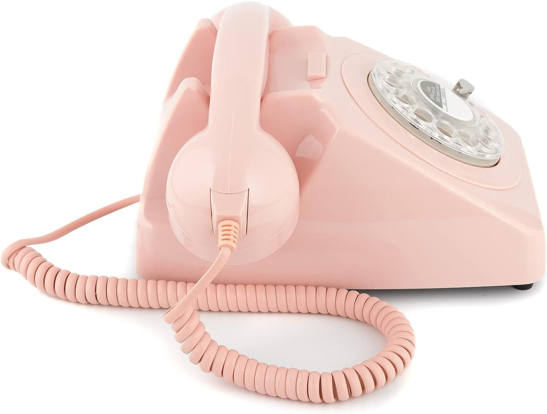 GPO 746ROTARYPINK Retro Telefon mit Wählscheibe im 70er Jahre Design Pink- Nelke Rosa, Pink- Nelke R