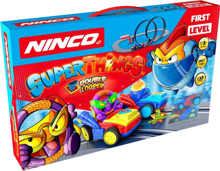 Ninco - Superthings Double Looper | Slotstrecke im Massstab 1/50 und Strecke von 320 cm | Enthält Zw