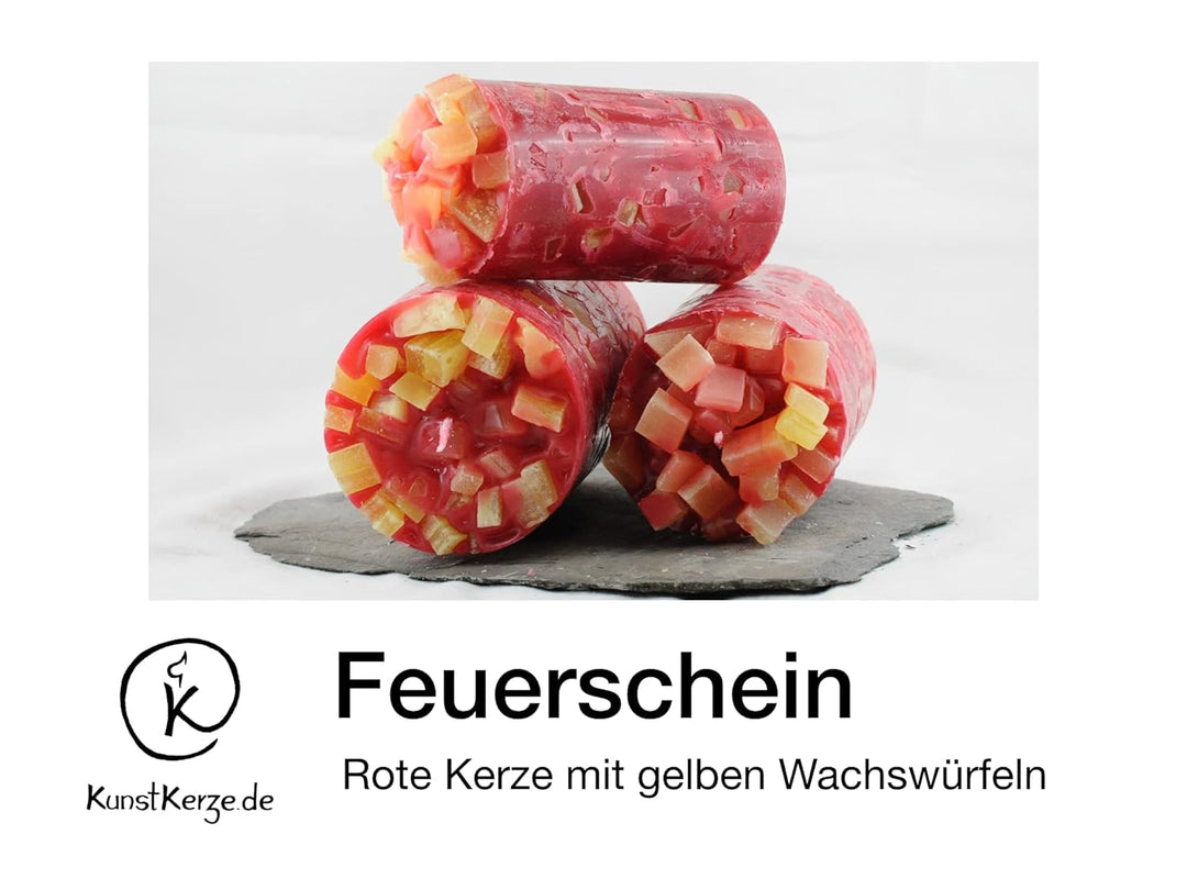 "Feuerschein" Frühstückskerzen mit Würfelspitze im 4er Set - Konzeptkerzen für Ihren Alltag