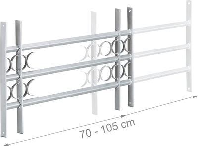 Relaxdays Fenstergitter Einbruchschutz, Ausziehbar, Aussen, Verzinkt, Stahl, 450 x 700-1050 mm, Sich