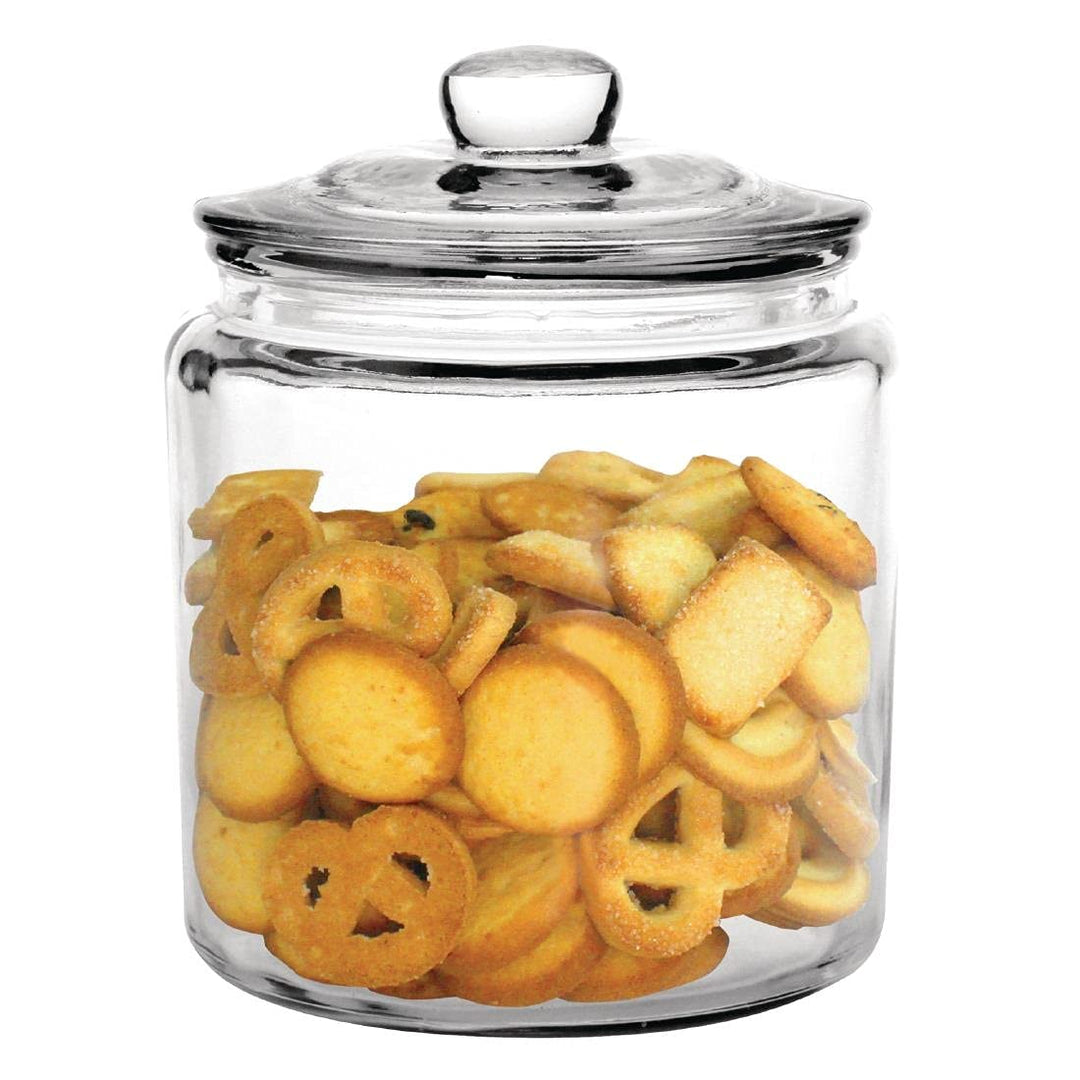 Olympia Biscotti Keksdose mit Deckel 3,8 Ltr, Klarglas, Grösse: 252(H) x 200(Dia) mm - Süssigkeiten,