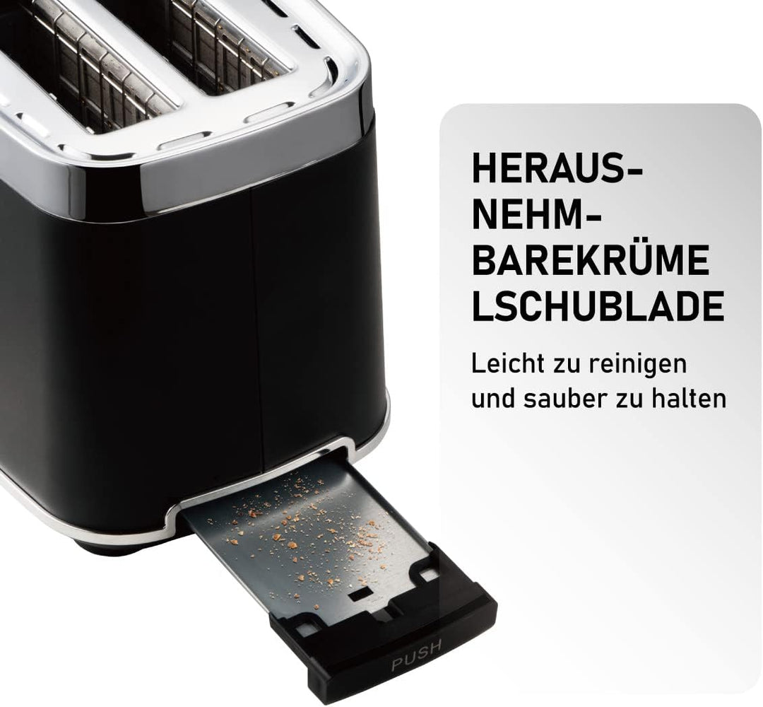 Toaster 2 Scheiben, KETIAN 2 Toast Schlitze mit Brötchenaufsatz, hochwertiger Edelstahl-Toaster, 7 S