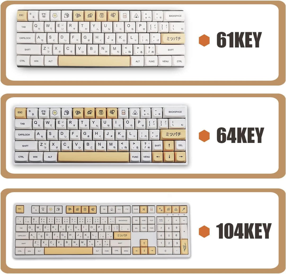 PBT Keycaps 138 Keys XDA Dye Sublimation Tastenkappe Honigmilch Tastenkappe Kirschprofil Kompatibel