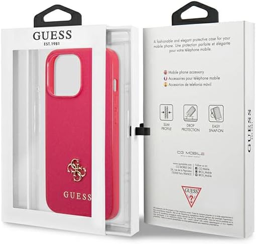 Guess GUHCP13LPS4MF Hülle für iPhone 13 Pro / 13 6,1" rosa/pink hardcase Saffiano 4G Small Metal Log