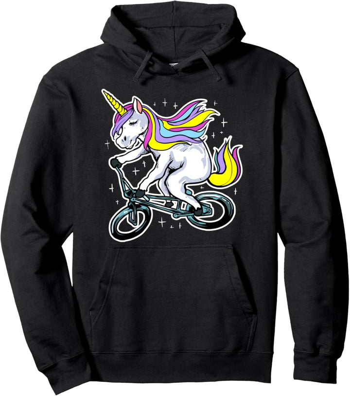 Lustiges Magisches BMX Rad Fahrrad Fahrer Einhorn Kostüm Pullover Hoodie
