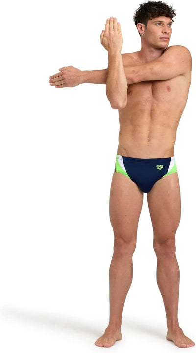 ARENA Herren Men's Swim Briefs Panel Swim Briefs 50 Navy-soft Green-white, 50 Navy-soft Green-white