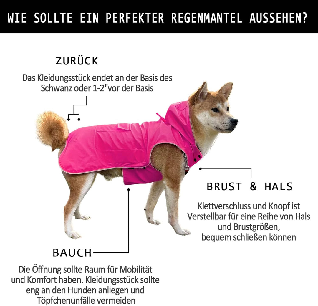 Hunde-Regenmantel, nicht steif, superweich, reflektierend, verstellbar, leicht zu tragen, Loch für d
