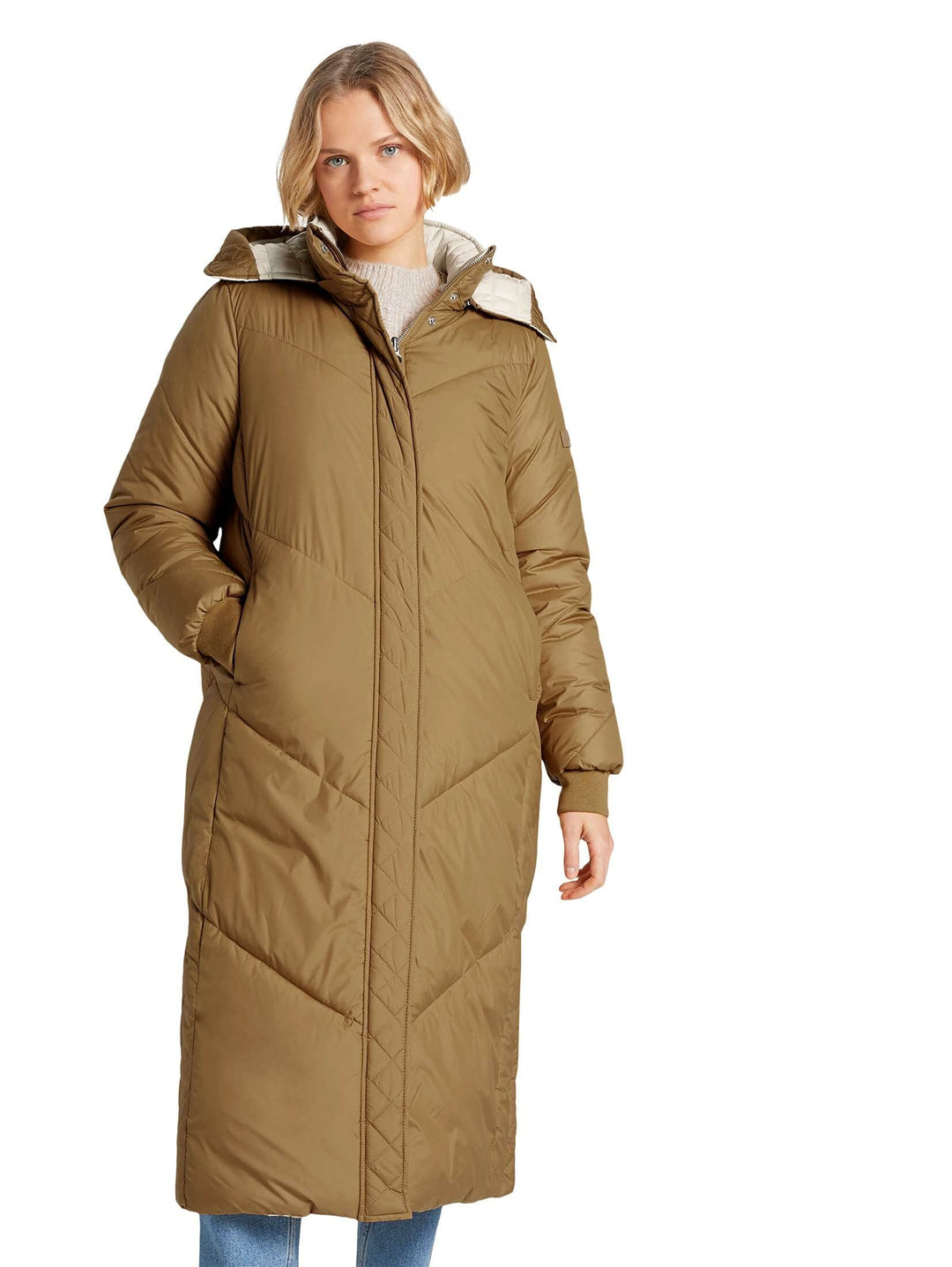 TOM TAILOR Denim Damen Jacken Maxi Puffermantel zum Wenden Fudge Brown,XL,24010,8000