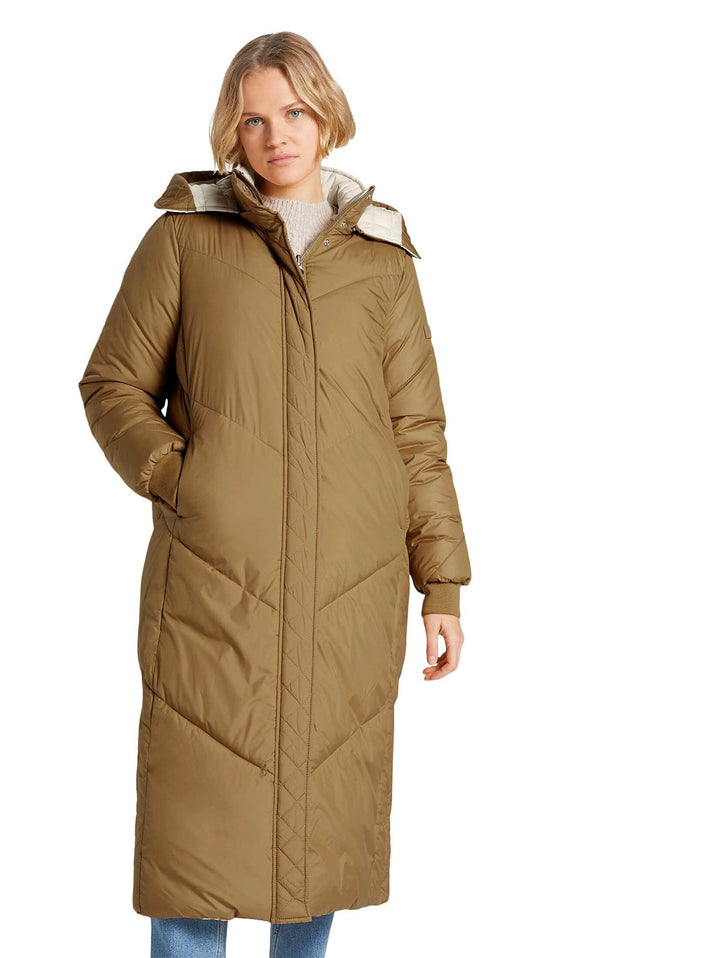 TOM TAILOR Denim Damen Jacken Maxi Puffermantel zum Wenden Fudge Brown,XL,24010,8000