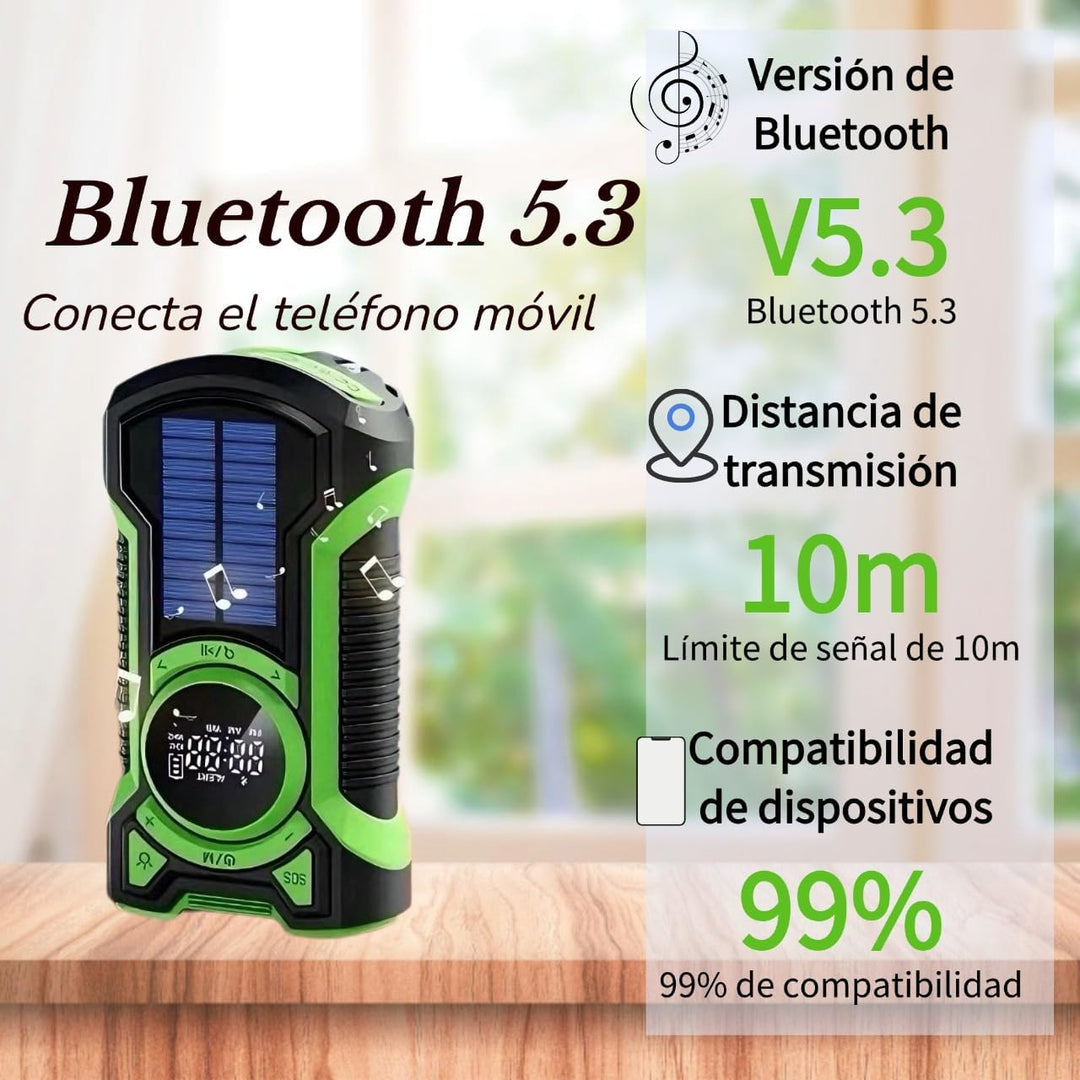 Solarradio Survival, Handkurbel-Dynamo, AM/FM, Notfall-Wetterradio, 5000 mAh, wiederaufladbar, USB-T