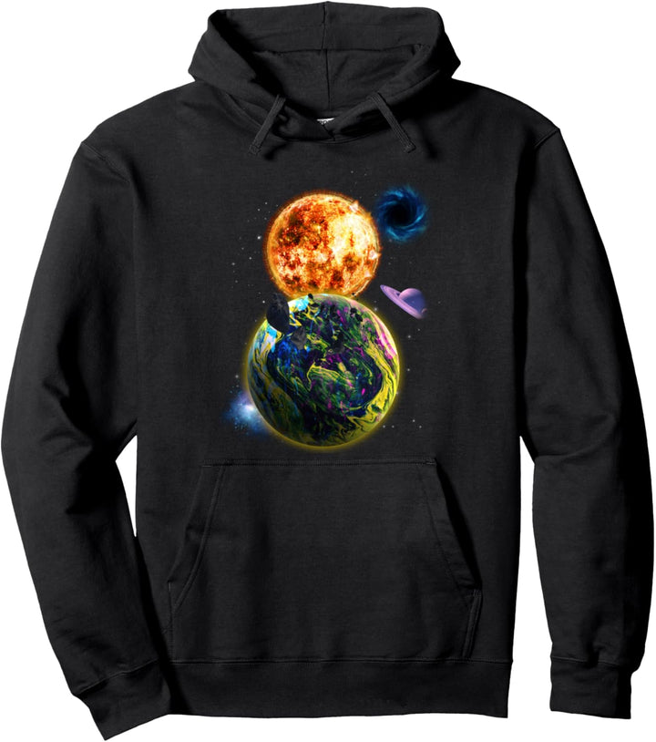 Weltraum Motiv Universum Sterne Sonnensystem Planeten Sonne Pullover Hoodie