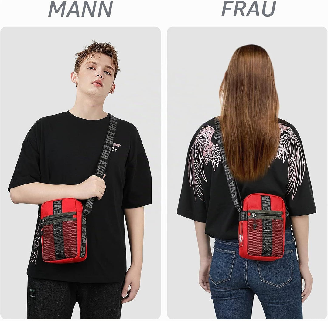 FIREFIRST x RADIO EVA - Evangelion Mini Shoulder Bags Schule Schultertaschen Rot W15×H23×D8（cm）, Rot
