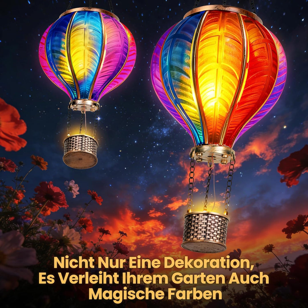 JONRRYIN 2er Solar Heissluftballon, Extra Gross 46,5x13,8cm Solarlaterne für Aussen, Heissluftballon
