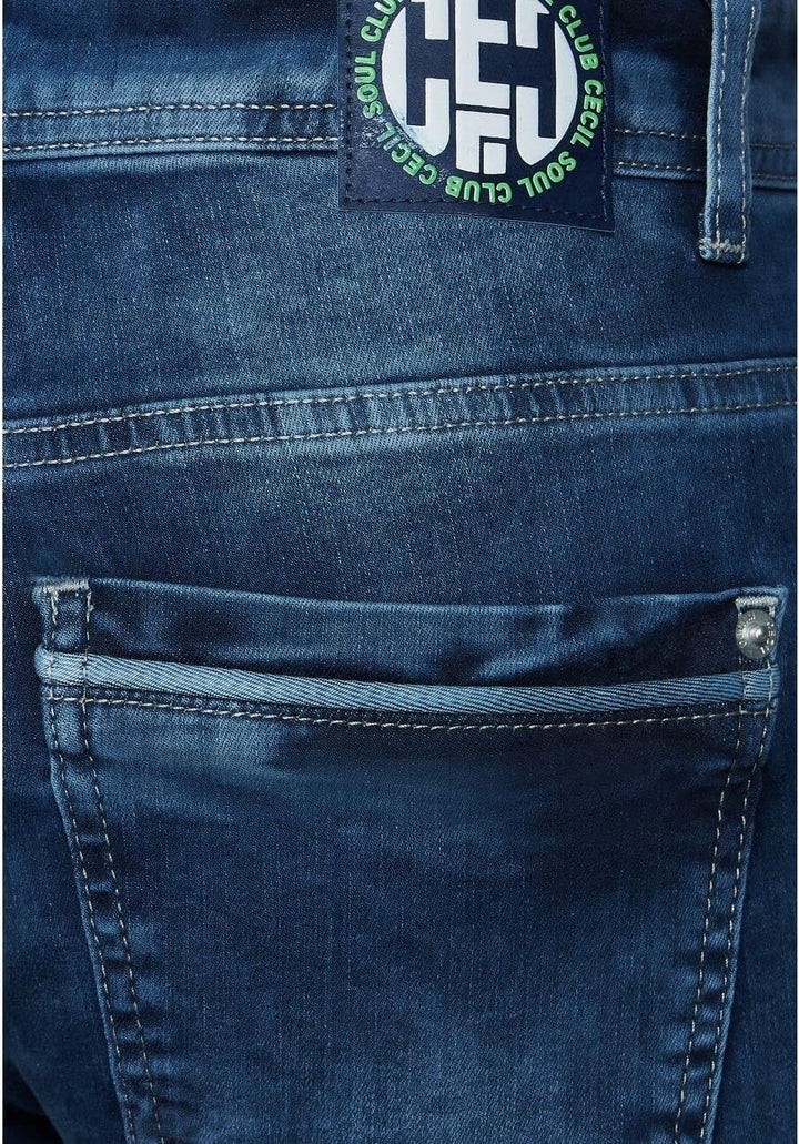 Cecil Damen Jeanshose Loose 27W / 30L Mid Blue Used Wash, 27W / 30L Mid Blue Used Wash