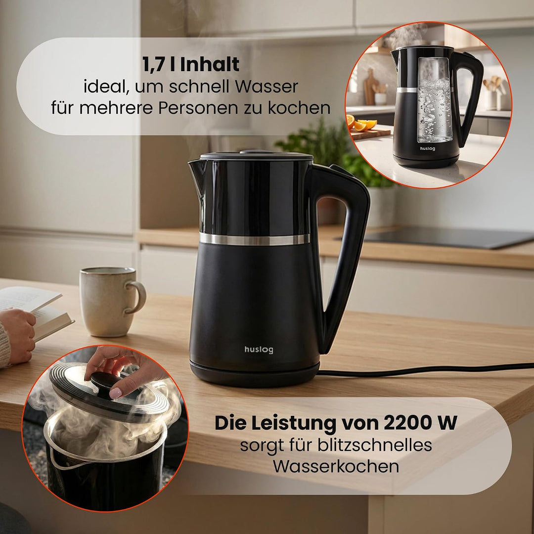 Elektrischer Wasserkocher mit einem Fassungsvermögen 1,7 L, 2200W, Schwarz 1.7 Liter Elektrischer Wa