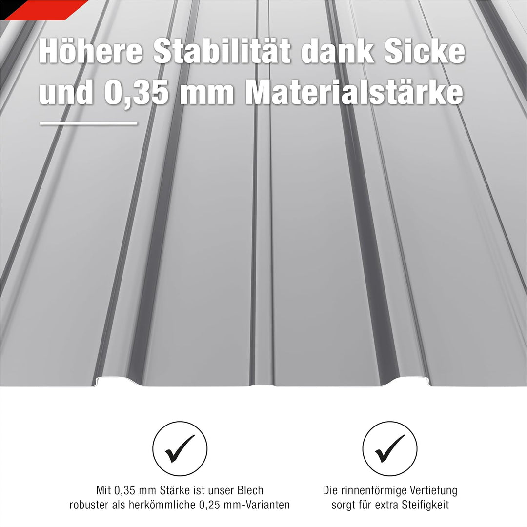 SMART Cover Set H12 Plus, 12 x Trapez-Abdeckblech 125 x 45 cm 6,75 m² Stärke 0,35 mm inkl. Schrauben
