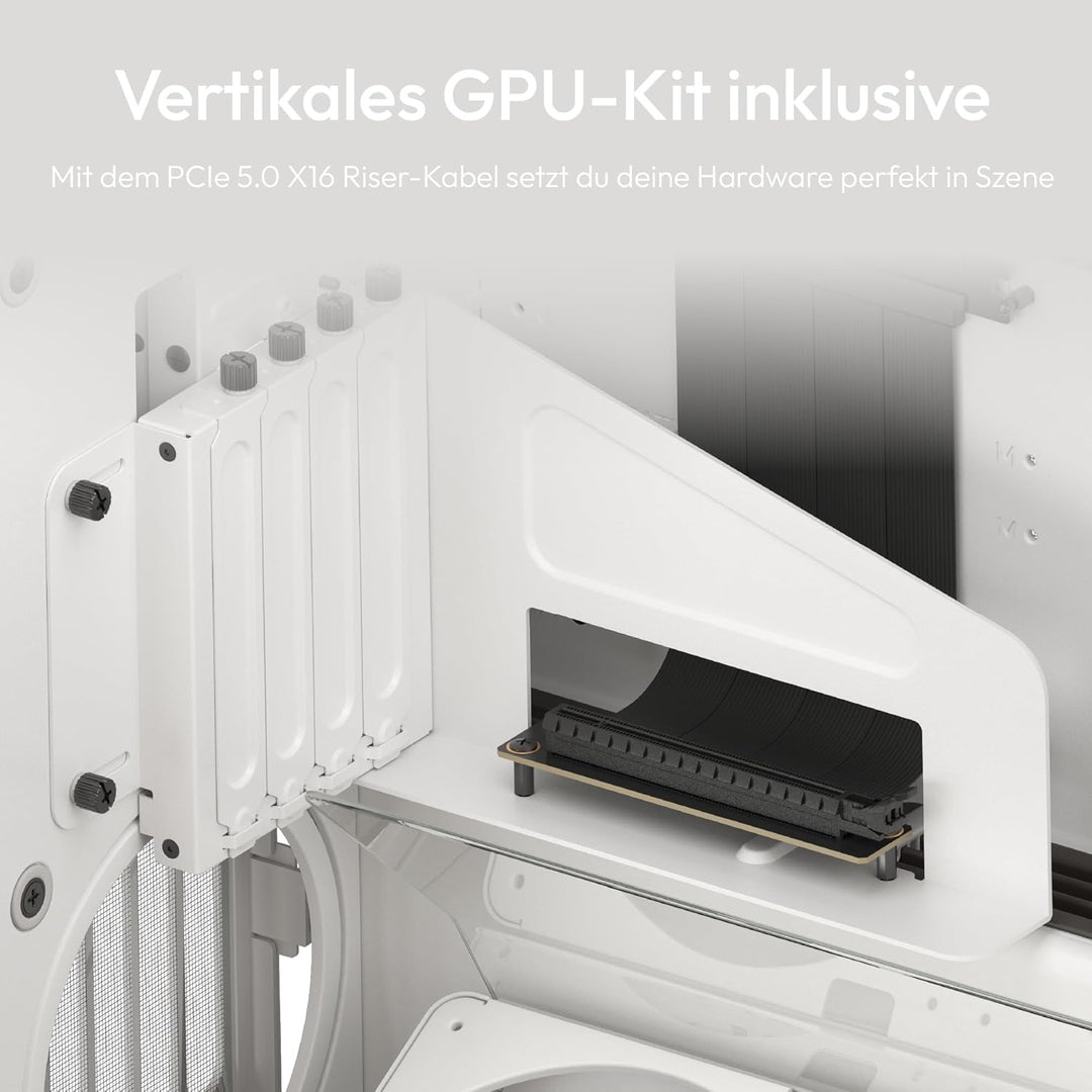 HAVN HS 420 VGPU Dual-Chamber ATX Mid Tower PC Gehäuse Weiss | PCIe 5.0 Vertical GPU Kit, 11x 140mm