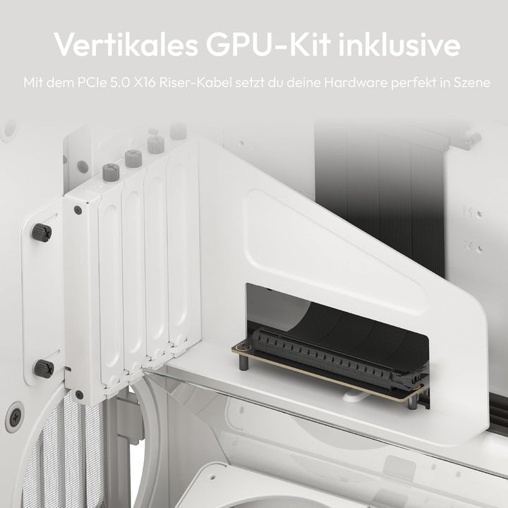 HAVN HS 420 VGPU Dual-Chamber ATX Mid Tower PC Gehäuse Weiss | PCIe 5.0 Vertical GPU Kit, 11x 140mm