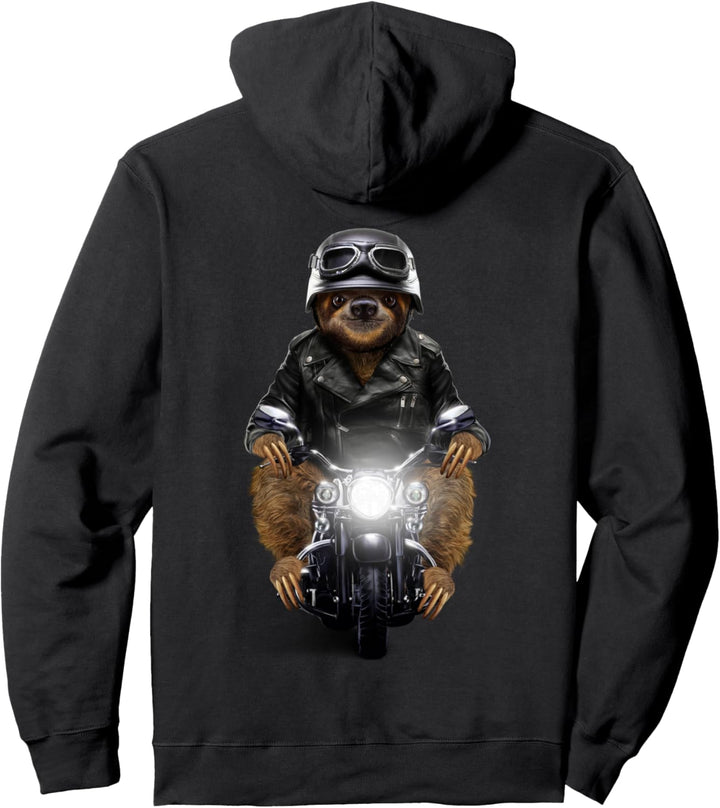 Faultier auf einem Motorrad Pullover Hoodie