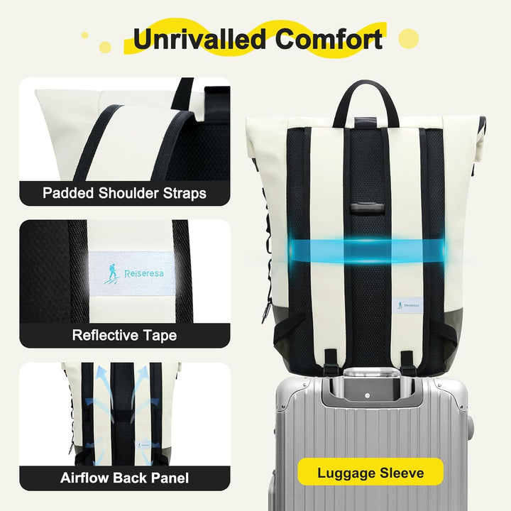 Rolltop Rucksack Herren Damen Wasserdicht Grosse Laptop Rucksack Reiserucksack mit Multifunktionale