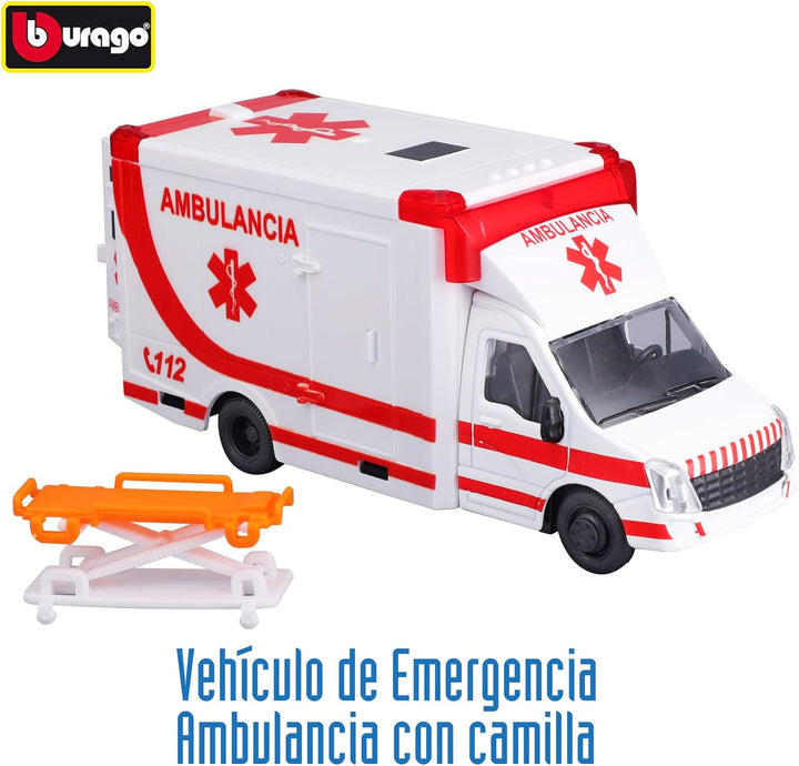 Bburago MUNICIPLE Vehicles Ambulance with Stretcher, Assorted Colours