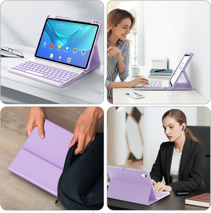 Tastatur für iPad Air 11 M2/M3 2024/2025, Hülle mit spanischem Ñ, Bluetooth-Tastatur mit Hintergrund
