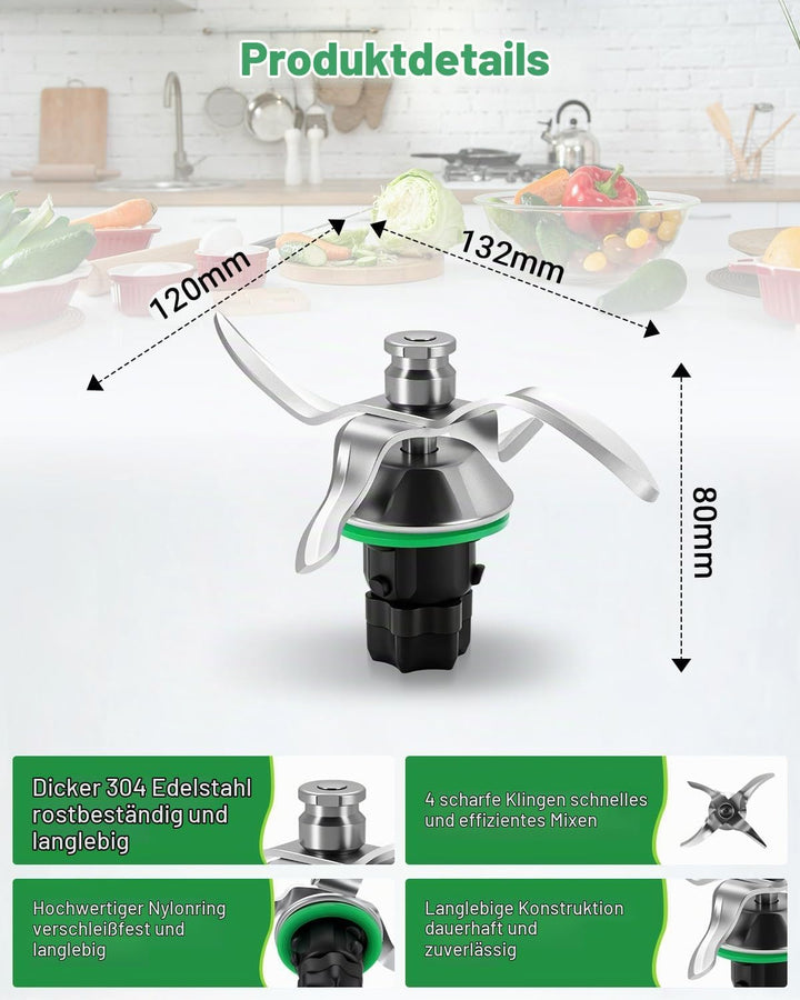 Ersatzmesser für Thermomix TM5 und TM6, Hochwertiges Edelstahl Mixmesser, Perfekt für Zerkleinern, R