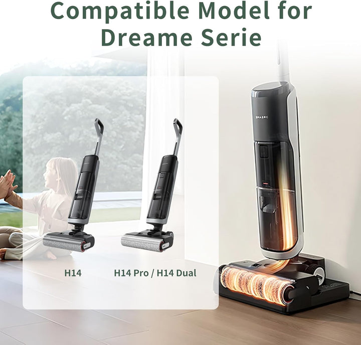 PeakLife 7 Stück Zubehör für Dreame H14 Pro, H14 Dual, H14, Nass und Trockensauger, 3 Bürstenrolle,